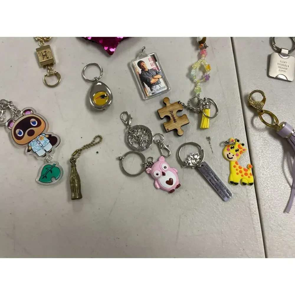 Vtg Mixed Lot of 15+ Novelty Keychains Cute Animals Tassel Beaded Souvenir